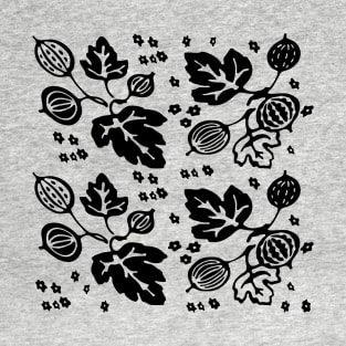 Vintage Pyrex Pattern - Gooseberry (Black) T-Shirt